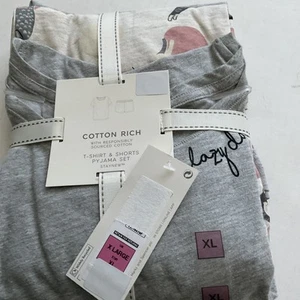 M&S Pyjamas Cotton Rich Size XL = 20-22 Short Sleeve Short Leg Pyjama Set 🐈🐈⬛ - Picture 1 of 4