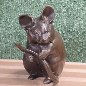 Vintage TOYO Solid Heavy Bronze MOUSE Rat Figurine  5” Japanese Statue - Picture 1 of 10