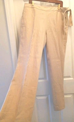 Brooks Brothers 346 100% льняные брюки брюки натуральная подкладка плоский передний женщин 14 - Изображение 1 из 4