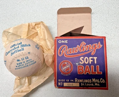 Rawlings 1930 RARO Puntada Oculta Softbol Caja Original Nuevo Stock Antiguo Nuevo de Lote Antiguo Foto 1 de 4