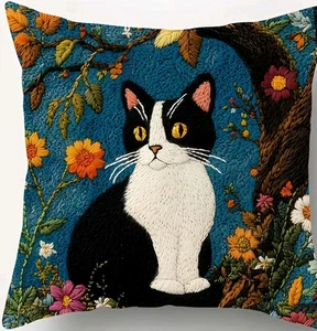 Tuxedo Cat Pillow Cover Pillowcase 2D (NOT Embroidered) NEWFREE Ship 18  X 18 In - Picture 1 of 1