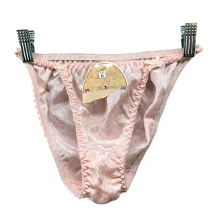 NWT Vintage Satin High Cut Panties Womens Size 6 (S) Pink Sexy Underwear - Picture 1 of 7