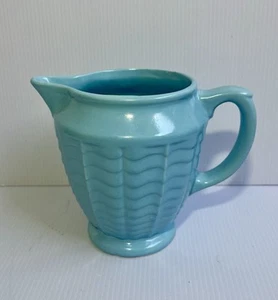 Vintage RRP Co Roseville Ohio Small Blue Pitcher 308 Ransbottom Pottery - Picture 1 of 6