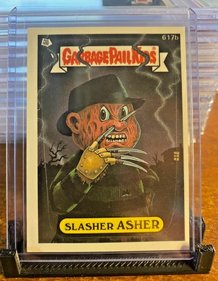 SLASHER ASHER 1988 GARBAGE PAIL KIDS SERIES 15 #617B DIE-CUT Pack Fresh, crisp - Image 1 of 2