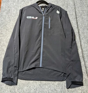 PTO Triathlon US OPEN Men's Zip Windbreaker Hoodie Vented Lightweight Navy Blue - Picture 1 of 8