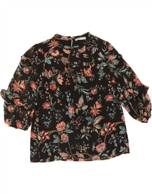 OASIS Womens Blouse Top UK 14 Large Black Floral Polyester AK03 - Image 1 of 3