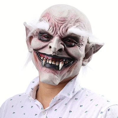 Halloween Scary White Eyebrown Monster Zomebie Vampire Mask Cosplay Party Props - Image 1 of 4