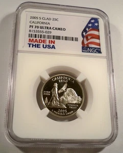 2005-S 25c CLAD NGC PF70UCAM CALIFORNIA QUARTER PROOF ULTRA CAMEO PR 70 CA - Picture 1 of 4