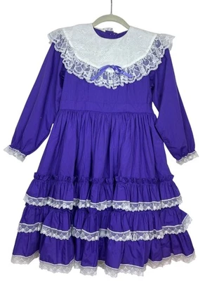 Kid’s Avenue Purple Ruffle Pageant Dress Frilly Lace Collar Full Skirt Dress 10 - Image 1 of 4