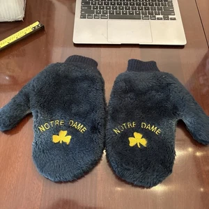 Vintage! Notre Dame University Winter Fäustlinge Gr. M blau gold warme Handschuhe Slipper - Bild 1 von 6