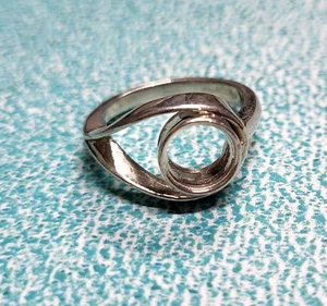 Solitaire 925 Sterling Silver Blank Setting Size 8 mm Round Semi Mount Ring SZ:7 - Picture 1 of 18