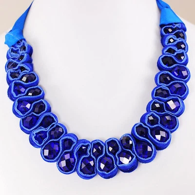 Сапфир синий кристалл бархата ленты ошейник стиль ожерелье 15-20» идеи подарка - Изображение 1 из 2