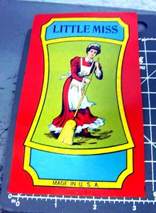 Vintage Original Label 1930s LITTLE MISS Broom Label Fantastic graphics & color - Picture 1 of 1