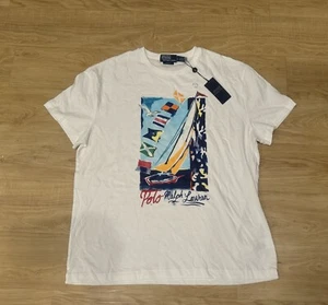 Polo Ralph Lauren Men’s Classic Fit Sailboat Graphic Cotton T-Shirt Tee White M - Picture 1 of 3