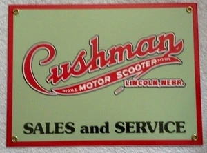 Cushman Sales & Service Porcelain Coated Sign Cabin Home Den Garage Shop Decor - Picture 1 of 3