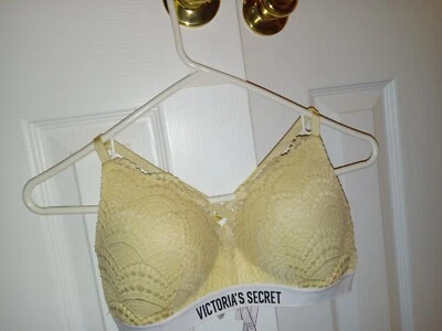 Sujetador Victoria's Secret para mujer 36C amarillo encaje logotipo forrado sin cables inalámbrico Foto 1 de 3