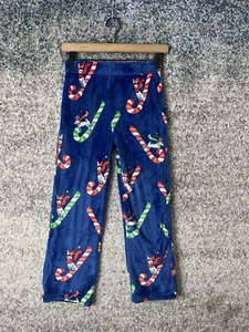MUNKI MUNKI Candy Cane Dog Sled Plush Fuzzy Kids Pajama Pants Box Lunch Size 8 - Picture 1 of 7