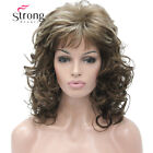 Women's Medium length Wigs Long Dark Auburn Wig Wavy Oblique Bangs Synthetic Wig