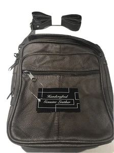 Braune Echtleder Umhängetasche / Schultertasche Markenlos Neu mit Etikett - Bild 1 von 7