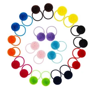 24 Pcs Girls Fluffy Pom Ball Hair Ties Hair Elastics Value Set Ponytail Holde... - Picture 1 of 6