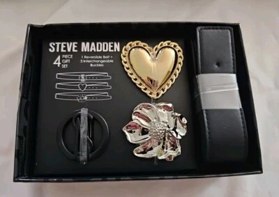 Steve Madden S/m  Reversible Black  Belt With 3 Interchangeable Buckles - Image 1 of 4