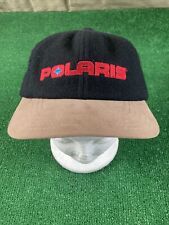 Vintage Polaris Lined Hat Cap Black Snowmobile Snapback Winter Racing 90s Wool