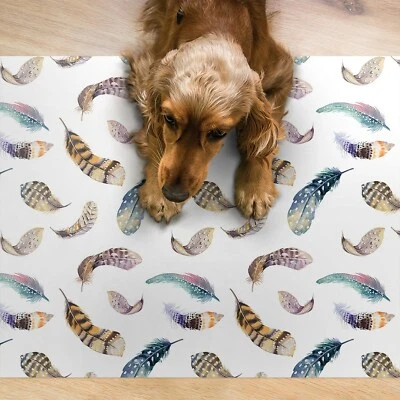 Hunde Katzen Napfunterlage Fressnapf Matte für Schüssel Haustiere Große Federn - Bild 1 von 4