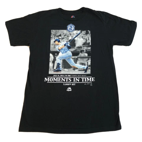 Derek Jeter New York NY Yankees 3000th Hit BLACK T Shirt Mens Size Medium  RARE! Cover