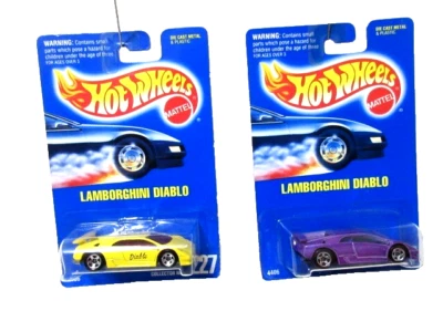 Hot Wheels Variations #227 1991 tarjetas azules amarillas + púrpura Lamborghini Countach Foto 1 de 4