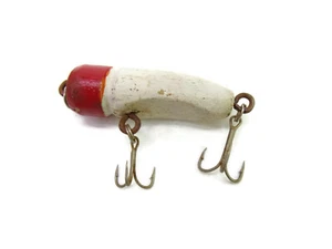 Vintage Homemade Primitive Wooden Red & White Fishing Lure FL19 - Picture 1 of 6