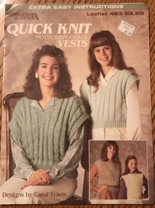 Leisure Arts Leaflet 483 Quick Knit Mother-Daughter Vests  Pattern - Picture 1 of 3