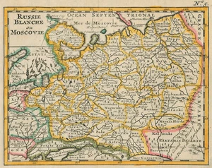 Antique Map "Russie Blanche ou Moscovie" J.B. Bossuet, 1738. - Picture 1 of 3