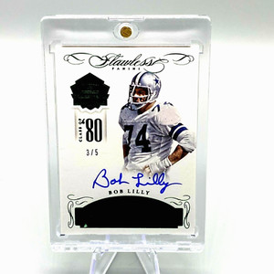 2015 PANINI FLAWLESS BOB LILLY AUTO RELIC /5 DALLAS COWBOYS HOF Class of 80