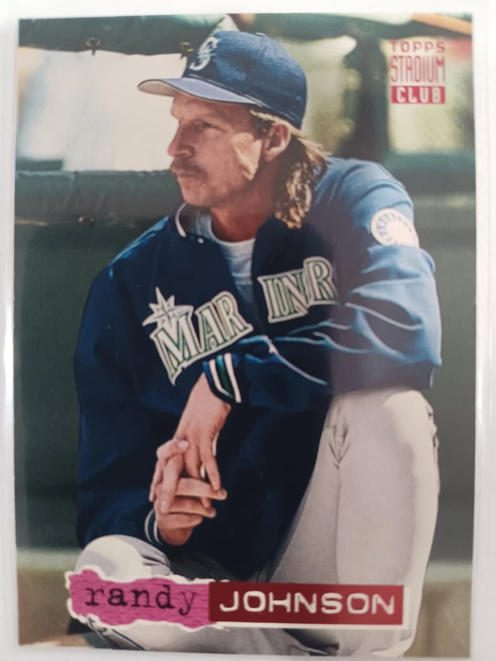 RANDY JOHNSON SEATTLE MARINERS 1994 TOPPS STADIUM CLUB BASEBALL CARD #438 - Image 1 of 1