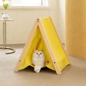 Mewoofun Portable Pet Tent House Foldable Kennel Yellow Cat Bed Teepee Outdoor - Picture 1 of 6