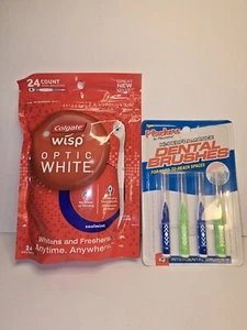 24 Count Travel Mini Toothbrushes Optic White Wisp Disposable Cool Mint & Brushe - Picture 1 of 4