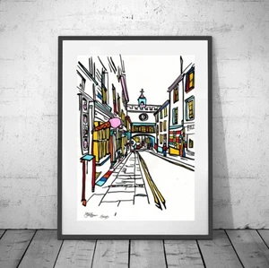 TOTNES ❤ Devon ❤ SIGNED ORIGINAL FRAMED PAINTING urban mid century boho bauhaus - Picture 1 of 10