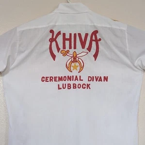 Vtg Khiva Shriners Shirt Ceremonial Divan Lubbock Texas Embroidered Distressed - Picture 1 of 9