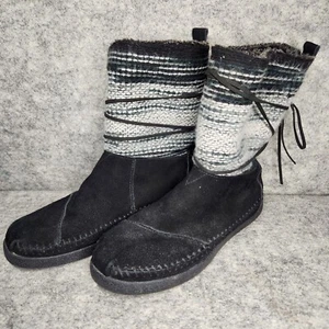 Toms Nepal Tribal Kunstfellfutter schwarzes Wildleder Winterstiefel schwarz Damengröße 7 - Bild 1 von 9