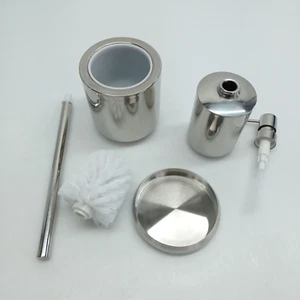 Set bagno Relaxdays, accessori bagno acciaio inox lucido, argento - Foto 1 di 5