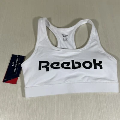 Reebok Women's Sports Bra Size Small, Medium Support Stark White POP NWT - Image 1 of 4