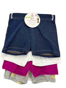 Member's Mark 4 Pack of Girls Cart Wheel Shorts Size 4/5 XS Cotton Stretch Heart - Picture 1 of 7