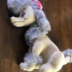 Disney Store Oliver & Company Georgette Grey  Poodle Pink Bow Plush Stuffed 15”