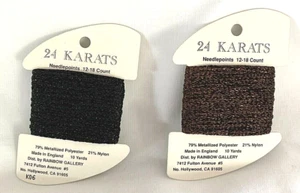 Rainbow Gallery 24 Karats Thread Needlepoint 2 Cards Black Copper Discontinued - Picture 1 of 4