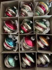 Vintage Lot 12 Shiny Brite Glass Lantern Tornado UFO Christmas Tree Ornaments - Picture 1 of 6