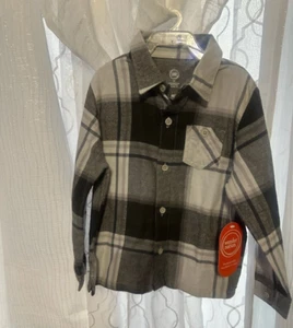 Wonder Nation Toddler Boys SIZE 4 Flannel Shirt Matte Steel BLACK - Picture 1 of 6