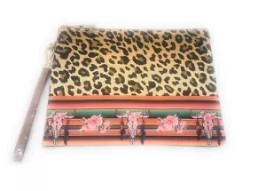 Serape Damen-Make-up-Tasche Leopard Steer Kalbsleder Gepard Longhorn Blume Geldbörse - Bild 1 von 3