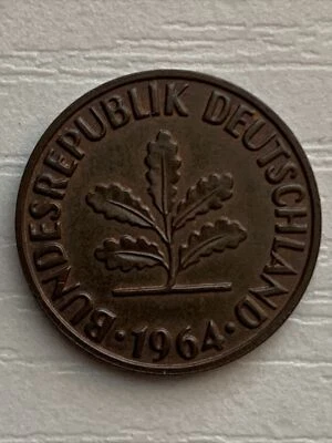 Germany - Federal Republic 2 Pfennig KM# 106 1964 J ⚜️*️⃣🪙 0997 - Image 1 of 2