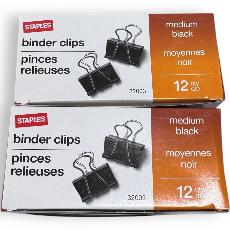 144 Staples Medium 1 1/4" Binder Clips Please Read