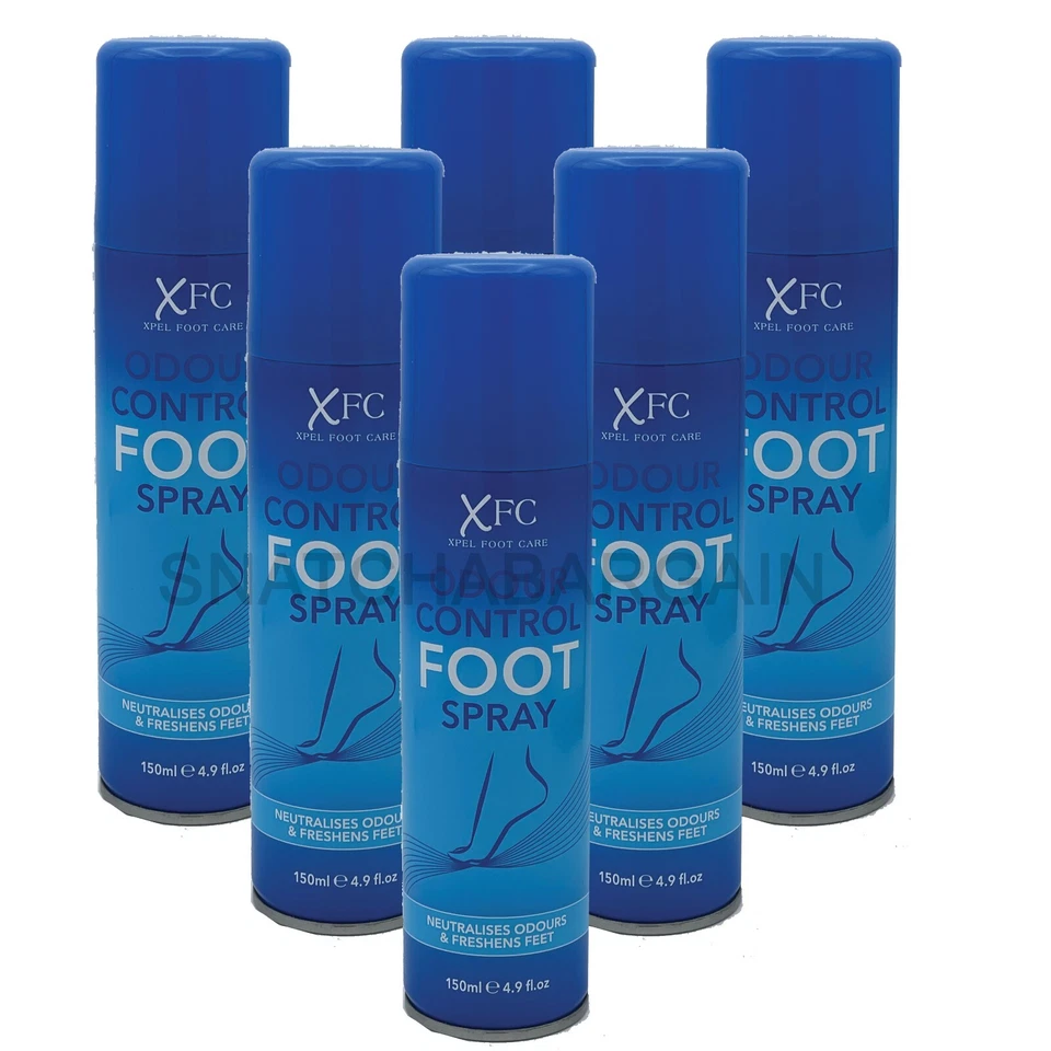 6 x XFC ODOUR CONTROL FOOT SPRAY 150ml NEUTRALISES ODOURS & FRESHENS FEET